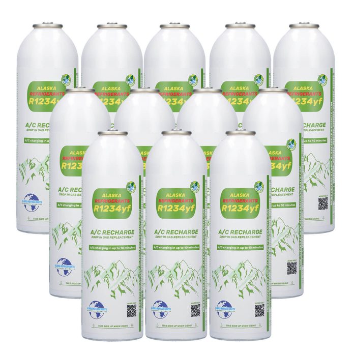 12 x Alaska Refrigerants R1234yf helyettesítő klímagáz járművekhez: 12-es pakk szervízeknek